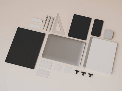 产品品牌样机模板。办公用品、 小玩意。3d 图